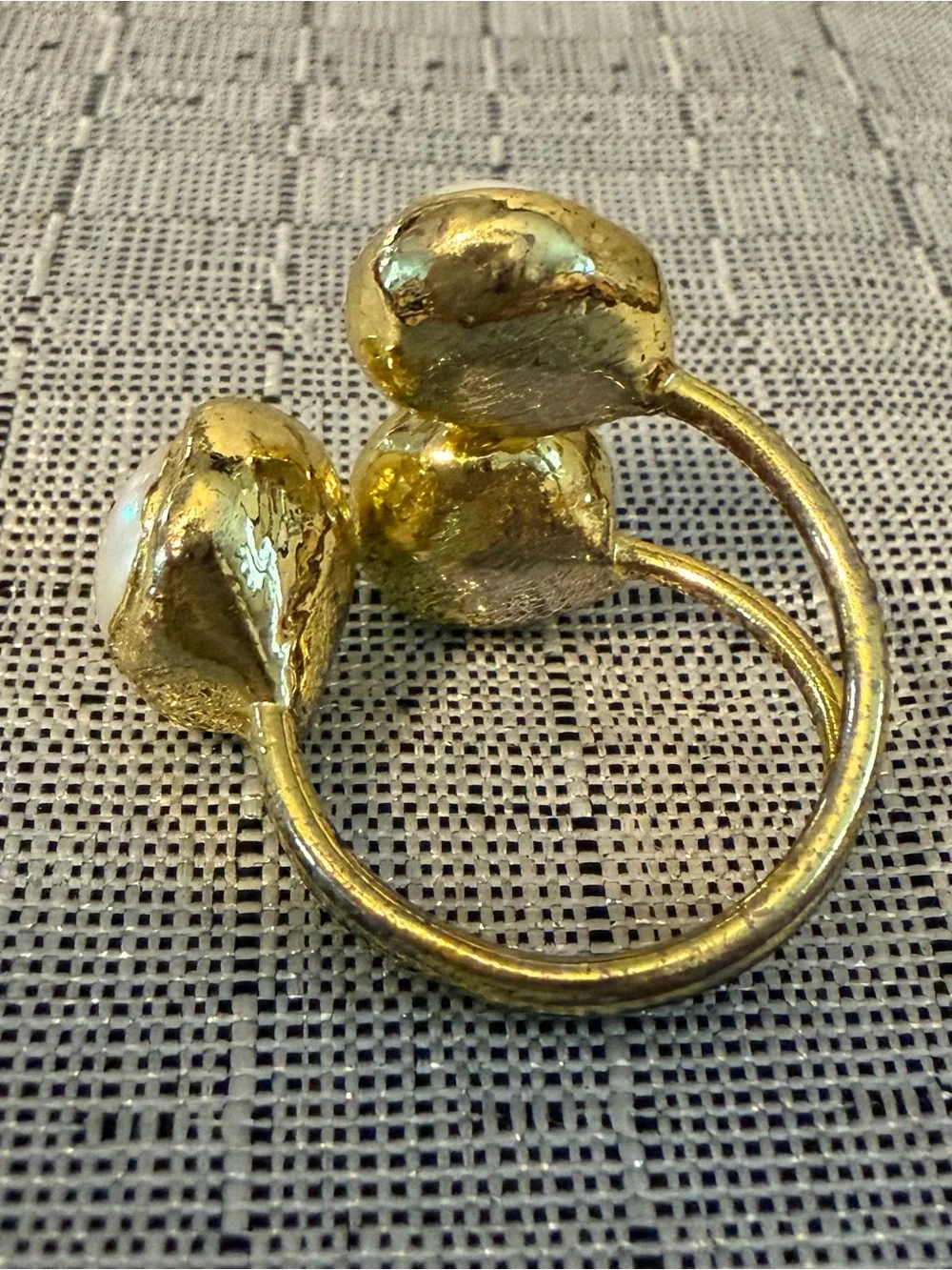 Ashiana London Gold Pearl Ring  - White Pearl Women Jewelry